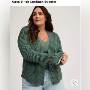 NWT Torrid Open Stitch Cardigan Sweater - Dark Forest 3x